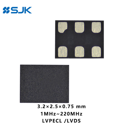 ซื้อ SMD 3225 ขนาด โปรแกรม MEMS LVPECL ออสซิลเลอเตอร์ความแตกต่างด้วย 6 แพด รองรับ 1-220MHz 2.25-3.63V online manufacture