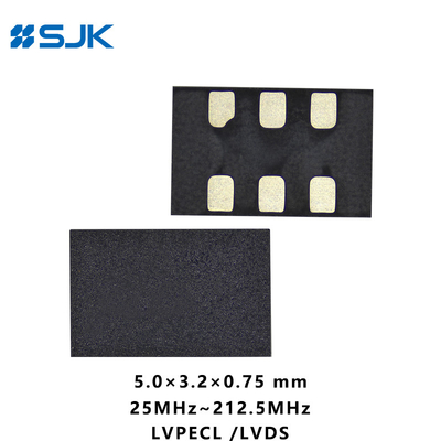 SMD 5032 โปรแกรมได้ MEMS LVDSL ออสซิลเลอเตอร์ความแตกต่างด้วย 6 แพด รองรับ 1-220MHz 2.25-3.63V